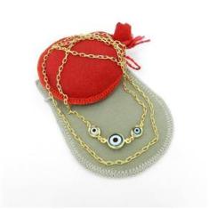 Imagem de Corrente Feminina 60Cm 1Mm + Olho Grego Folheado Ouro Cr668