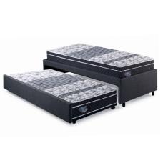 Imagem de Bicama Box Solteiro 88x188cm Linho com Dois Colchões Gran Sleep Molas Verticoil Ecoflex Cinza/Preto