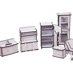 Imagem de Kit Casinha Bonecas Decor Mirian + 34 Moveis S+B - Darama