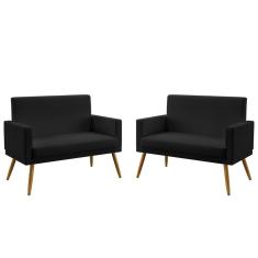 Imagem de Kit 2 Poltronas Namoradeiras Decorativas Estofadas Para Sala De Estar Nina Com Rodapé Sued  Aradecor