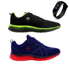 Imagem de Kit 2 Tênis Asc GT-3 Para Caminhada Academia + Relógio Esportivo Masculino-Feminino