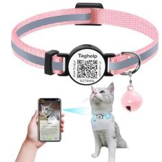 Imagem de Coleiras reflexivas para gatinhos com sino, coleira de gato com etiqueta de nome de código QR, etiqueta de identificação de gato personalizada, ultradurável, ajustável, serve para a maioria dos gatos