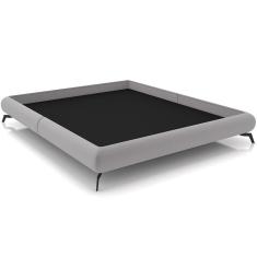 Imagem de Cama Casal Base Box Pés de Ferro Estilo Industrial 156cm Otto P05 Veludo Cinza - Lyam Decor