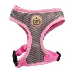 Imagem de Peitoral para Cachorro colete acolchoado forrado Grid São Pet Rosa e Cinza