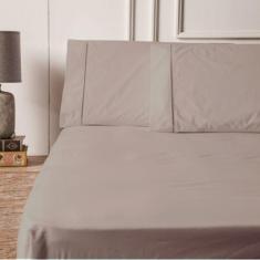 Imagem de Jogo de Lençol 3 Peças Ponto Palito Queen 400 Fios 1,98 X 1,58 Metros Areia Casa Dona