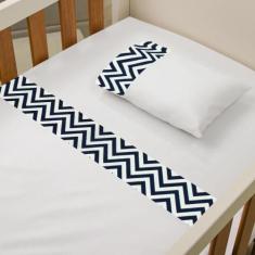 Imagem de Jogo De Lençol Para Berço Americano Kit 3 Peças Chevron Bebê Menino Me