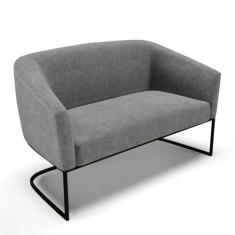 Imagem de Sofá Namoradeira 2 Lugares Base Industrial Preto Stella Linho Grafite A26 D03 - D'Rossi