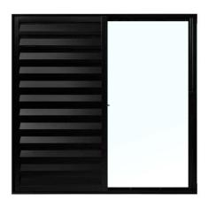 Imagem de Janela de Alumínio Preto Veneziana de Correr 3 Folhas Sem Grade CMC Mo