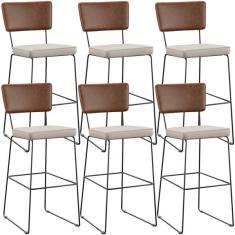 Imagem de Kit 06 Banqueta Alta Cozinha Sala Jantar Fixa Allana L02 Cour