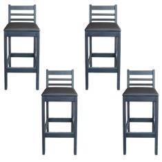 Imagem de Kit 4 Banqueta Fixa Estofada de Madeira Premium