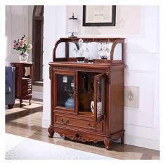 Imagem de Vinho cabinet Armário de vinho com suporte de vidro, mobiliário de bar de mesa de gabinete de bebidas alcoólicas de madeira para sala de estar para sala de estar e sala de jantar Armário Bar