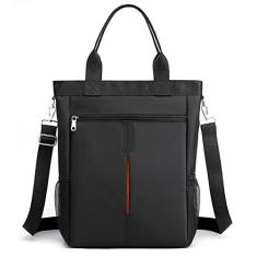 Imagem de Bolsa tiracolo masculina para laptop A4 bolsa de ombro de nylon de grande capacidade bolsa tiracolo impermeável para viagens de negócios, Preto