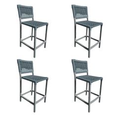 Imagem de Kit 4 Banquetas França em Corda Náutica e Base em Alumínio Cinza para Área Gourmet Cinza