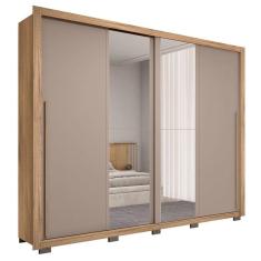 Imagem de Guarda Roupa Casal 2 Portas De Correr Com Espelho Praticus Buriti Fendi Caemmun