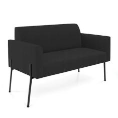 Imagem de Sofá Namoradeira 2 Lugares Pé de Ferro Preto Marisa Veludo Preto D03 - D'Rossi