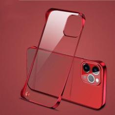 Imagem de Capa de telefone sem moldura rígida para PC revestida para iPhone 11 12 13 14 15Pro Max XSMAX X XR XS 7 8PLUS SE Capa traseira transparente brilhante sem limites, vermelha, para iPhone xr