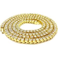 Imagem de Charles Raymond Colar com corrente de strass ou corrente de tênis em formato de hip hop dourado ou prata - Sua escolha!!, 24", Metal, Strass