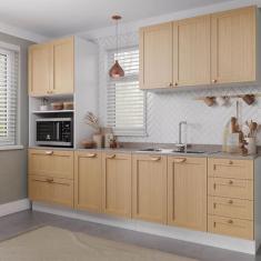 Imagem de Cozinha Modulada 4 Peças com Tampo 1 Torre 1 Aéreo 2 Balcões Arizona Cabecasa Madeiramadeira Figueira