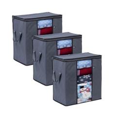 Imagem de VENO Pacote com 3 sacos de armazenamento de roupas organizador de enfeites de Natal com alça reforçada para edredons, cobertores, roupa de cama, dobrável com zíper, janela transparente, reutilizável