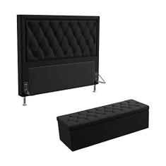 Imagem de Kit Cabeceira Estofada Para Cama Box Centaurus 195 Para Cama King e Calçadeira Sagitarius Sued  Aradecor