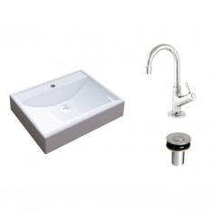 Imagem de Kit Cuba RT49 com Torneira 1198 Metal e Válvula Click 1 Polegada B Compace 