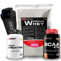 Imagem de Kit Whey Protein 500G + Bcaa 4,5 100G + Power Creatine 100G + Coquetel