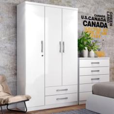 Imagem de Guarda-Roupa Solteiro Miami 3 Portas 2 Gavetas Flex Branco/Rosa Chá -