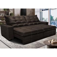 Imagem de Sofá De Courino Retrátil E Reclinável 2,75m Cama Inbox Bourbon Softgel D40 Café