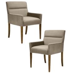 Imagem de Kit 2 Poltronas Decorativas Base Madeira Angel B-68 Veludo Marrom - Domi