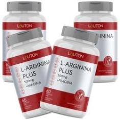 Imagem de L-Arginina Plus 500mg com Niacina Premium Vegano Lauton - Kit 4 potes