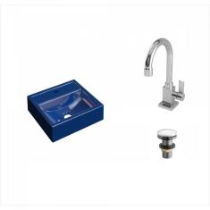 Imagem de Kit Cuba Q32 Com Torneira Luxo 1195 E Válvula Click  1 Pol. 1/2  Escuro