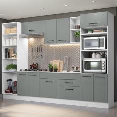 Imagem de Armário De Cozinha Completa 330cm Branco/cinza Agata Madesa 02 Branco/cinza