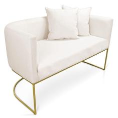 Imagem de Namoradeira 02 Lugares Linho Areia A27 Metálica Dourado