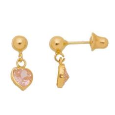 Imagem de Brinco Infantil Ouro 18K 750 Bola Com Pedra Bebê Criança - Aea Caribe