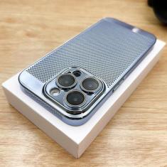 Imagem de Capa de telefone com dissipação de calor galvanizada dura para iPhone 11 12 13 14 15 Pro Max 7 8 14 15 Plus XS Max Chapeamento capa respirável, azul claro, para iPhone 8