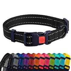 Imagem de CollarDirect Coleira refletiva para cães pequenos, médios, grandes, com fivela de liberação rápida - menino e menina - nylon adequado para natação (45 a 66 cm, preto)