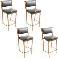 Imagem de Kit 4 Banquetas EMPILHÁVEL Cobre alta assento e encosto Preto - Poltronas do Sul