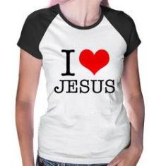 Imagem de Baby Look Raglan I Love Jesus - Foca Na Moda