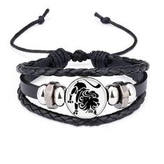 Imagem de DIYthinker Pulseira Constellation Leão signo do zodíaco Pulseira de couro trançado com contas