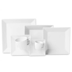 Imagem de Aparelho de Jantar Quadrado de Porcelana 42 peças - Quartier White Oxford Porcelanas