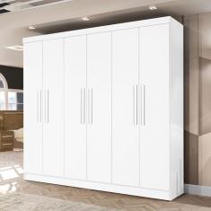 Imagem de Guarda-Roupa Casal Malibu 6 Portas 4 Gavetas Branco - J&a Móveis