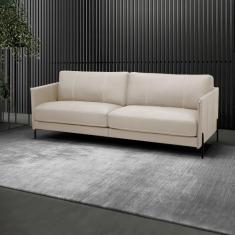 Imagem de Sofá Decorativo Karine 4 Lugares Sala de estar 270cm Pés em Aço Couro Bege G88 - Gran Belo