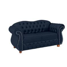 Imagem de Namoradeira Chesterfield Merlo 2 Lugares - Suede Azul Marinho / Decora