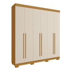Imagem de Guarda Roupa Casal 6 Portas 3 Gavetas Ágata Acp Móveis Cinamomo/Off Wh