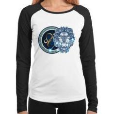 Imagem de Baby Look Raglan Signo Leão Astrologia Manga Longa - Foca Na Moda