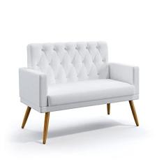 Imagem de Poltrona Namoradeira Decorativa Nina Com Rodapé E Botões Capitonê Couro Artificial  Aradecor