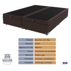 Imagem de Cama Box Queen com Baú Marrom Colchão Ortobom ISOSuperpocket