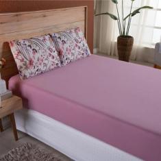 Imagem de Lençol Casal Malha Fio Penteado Algodão 3 Peças - Rosê - Casa Show Enx