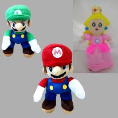 Imagem de Pelúcias Mario Bros Luigi e Princesa - 03 Personagens