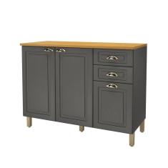 Imagem de Balcão para Pia com Tampo 3 Portas 2 Gavetas 120cm Paris Indekes Cinza